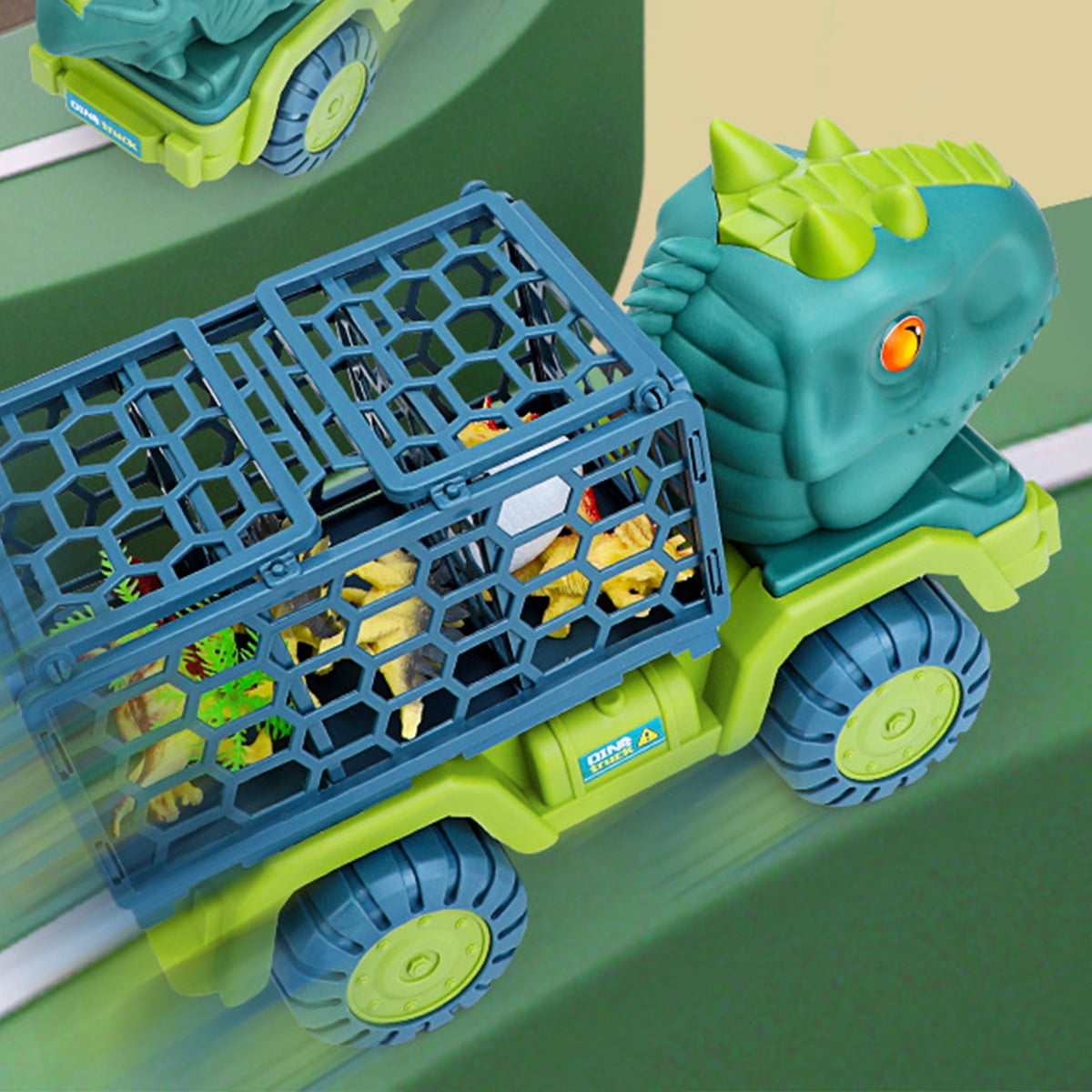 Large Dinosaur Toy Transport Truck, Dinosaur Car Carrier Toys Set with 15 Mini Dinosaurs