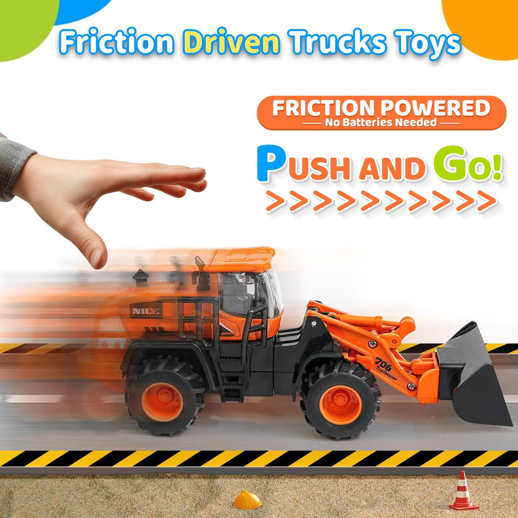 Construction Trucks Toys for Boys, Kids Friction Powered Trucks Vehicles Sandbox Beach Excavator Toys for Boys