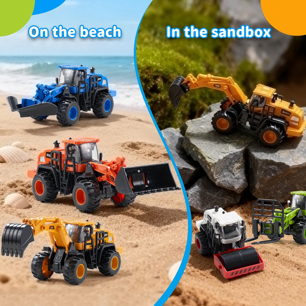 Construction Trucks Toys for Boys, Kids Friction Powered Trucks Vehicles Sandbox Beach Excavator Toys for Boys