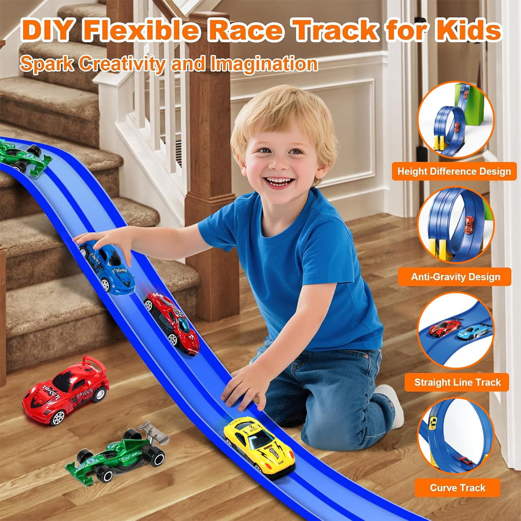 Flexible Race Track for Kids, Bendable Track , Portable & Foldable Indoor/Outdoor Toy