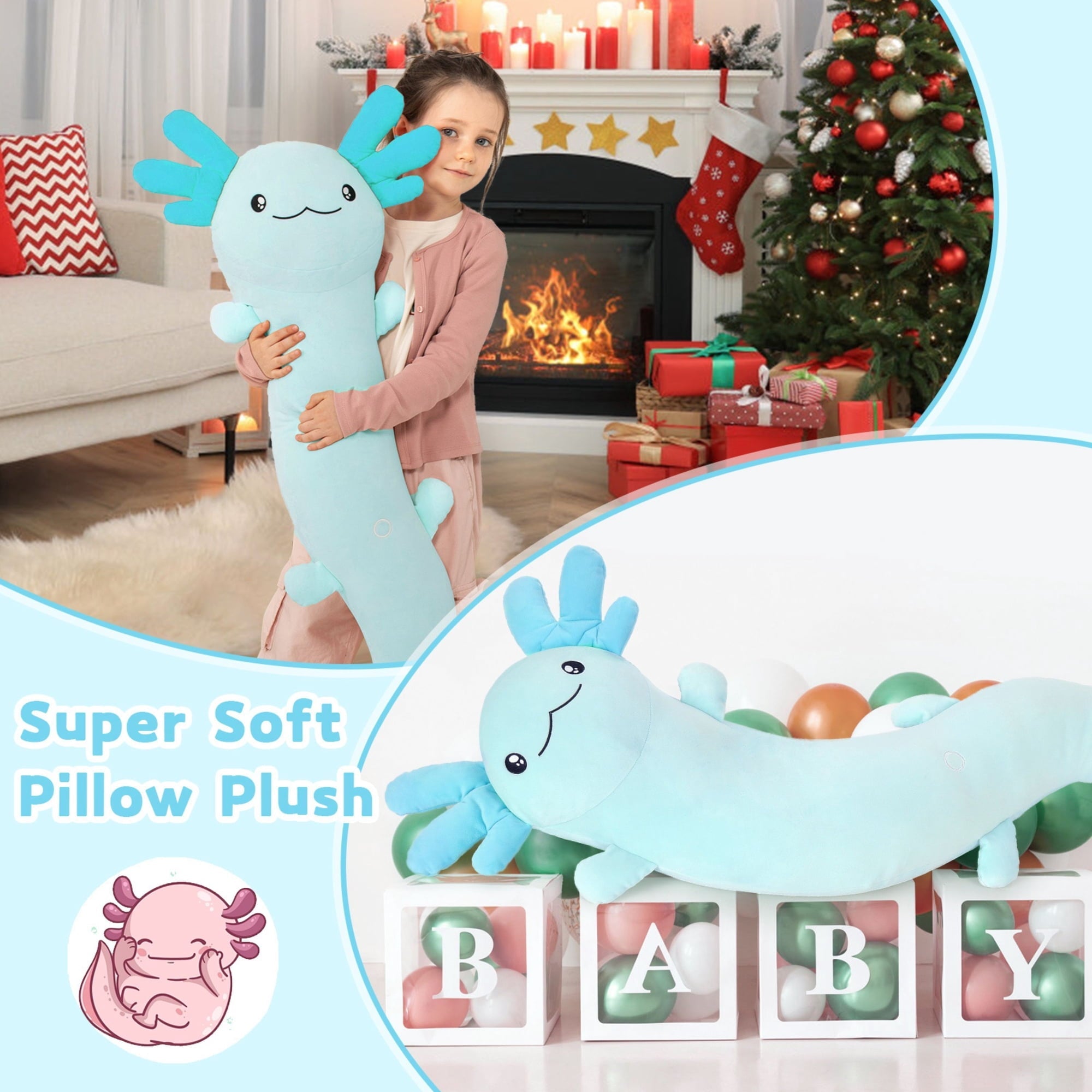 Axolotl Stuffed Animal Giant Stuffed, Axolotl Glow in The Dark Plush Toy