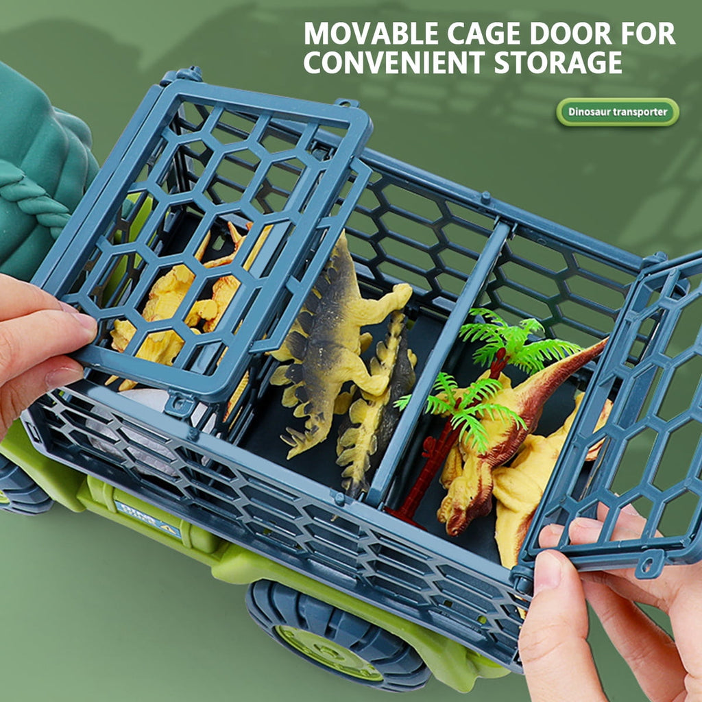 Large Dinosaur Toy Transport Truck, Dinosaur Car Carrier Toys Set with 15 Mini Dinosaurs