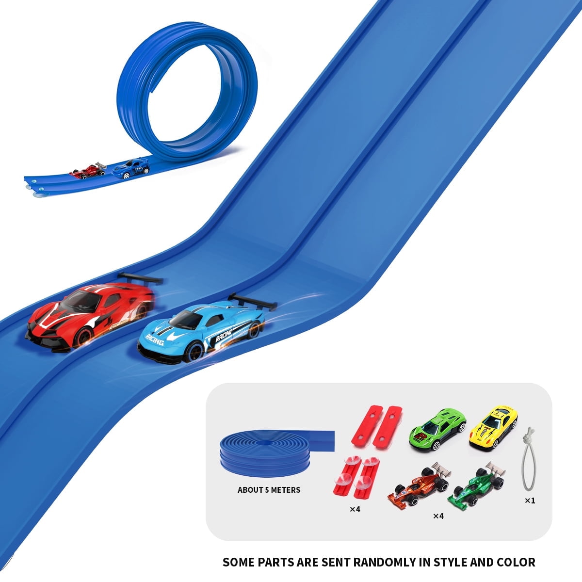 Flexible Race Track for Kids, Bendable Track , Portable & Foldable Indoor/Outdoor Toy