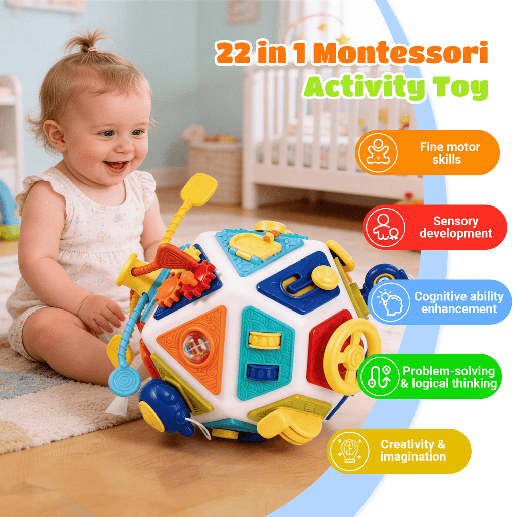Montessori Activity Cube, Baby Busy Toy for Toddler