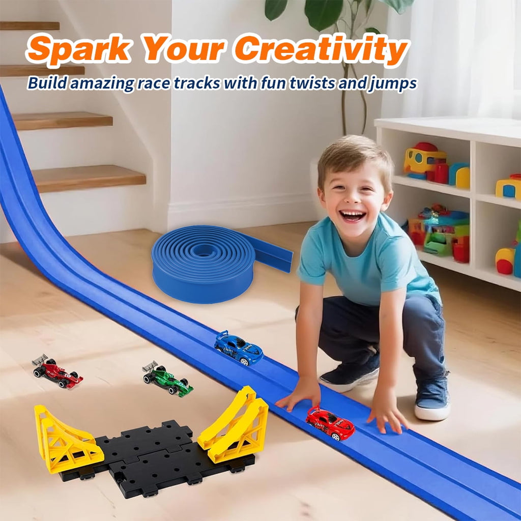 Flexible Race Track for Kids, Bendable Track , Portable & Foldable Indoor/Outdoor Toy