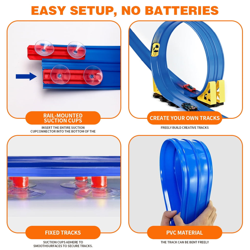 Flexible Race Track for Kids, Bendable Track , Portable & Foldable Indoor/Outdoor Toy