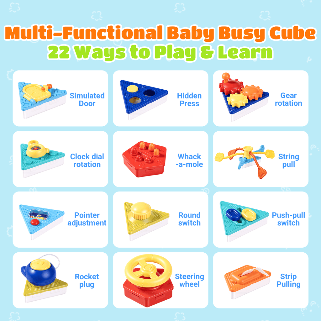 Montessori Activity Cube, Baby Busy Toy for Toddler